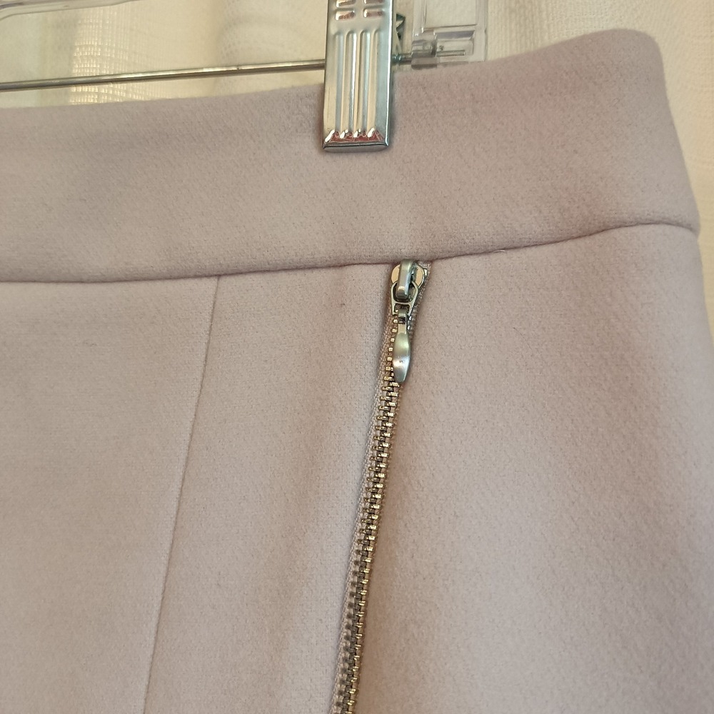 White House Black Market Light Pink Asymmetrical Zip Lined Mini Skirt Womens 10 - Picture 2 of 7